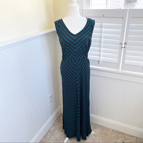 green and navy striped maxi dress Racerback Tank Maxi Dress main image 1